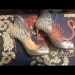 Christian Louboutin Mega Vamp Python Lace-Up Pumps